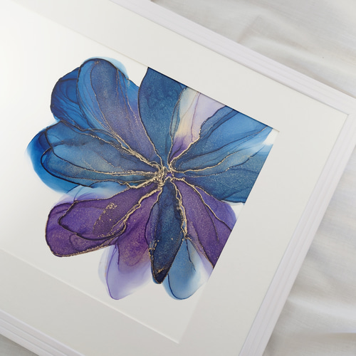 アルコールインクアート/フラワー/ブルーパープル【A4原画】 その他