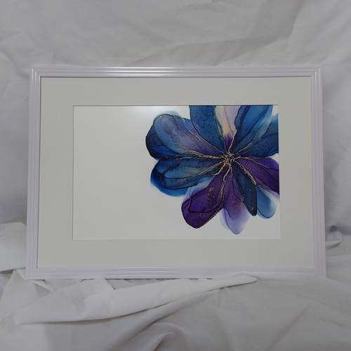 アルコールインクアート/フラワー/ブルーパープル【A4原画】 その他