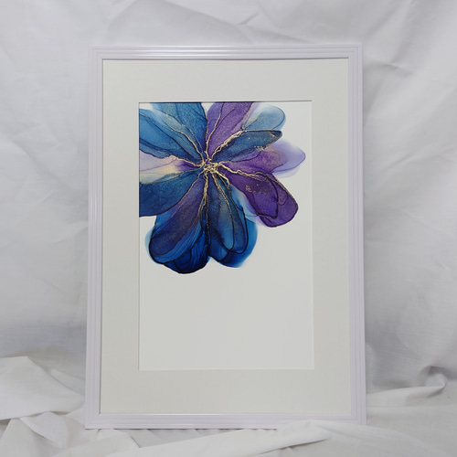 アルコールインクアート/フラワー/ブルーパープル【A4原画】 その他