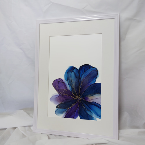 アルコールインクアート/フラワー/ブルーパープル【A4原画】 その他