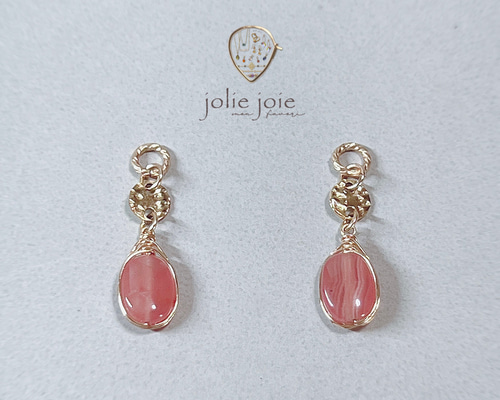 soleil-】14KGF インカローズ プレート ピアス・イヤリング チャーム