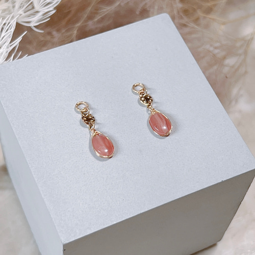 soleil-】14KGF インカローズ プレート ピアス・イヤリング チャーム