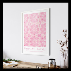 【モロッカン・パターン】ゼリージュ　インテリア アートポスター　 ピンク 3枚目の画像