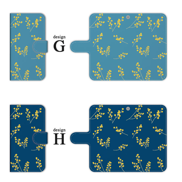 ミモザ スマホケース 手帳型 カバー iPhone15 14 pro SE Galaxy ほぼ全機種対応 花柄 送料無料 6枚目の画像