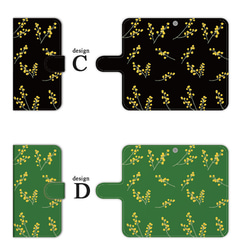ミモザ スマホケース 手帳型 カバー iPhone15 14 pro SE Galaxy ほぼ全機種対応 花柄 送料無料 4枚目の画像