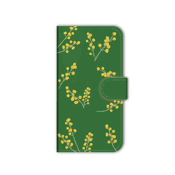 ミモザ スマホケース 手帳型 カバー iPhone15 14 pro SE Galaxy ほぼ全機種対応 花柄 送料無料 10枚目の画像