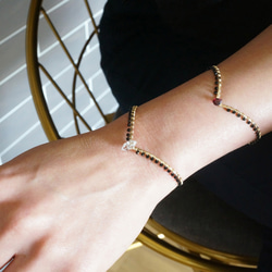 【14KGF】 Gemstone,Swarovski Ornament Hammered Cuff Bangle 14枚目の画像