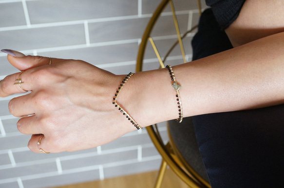 【14KGF】Gemstone,Swarovski Ornament Chevron Cuff Bangle 11枚目の画像