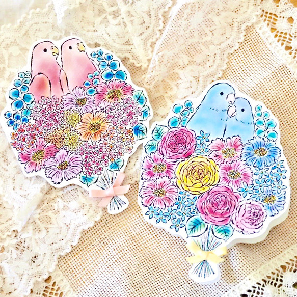 GREETING CARD コトリブーケ - アキクサインコ　2PC SET 4枚目の画像