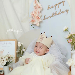 【蝶ネクタイsetベビークラウン】ハーフバースデー　リバーシブル　王冠　赤ちゃん　ベビー　生後6ヶ月　かんむり　誕生日 8枚目の画像