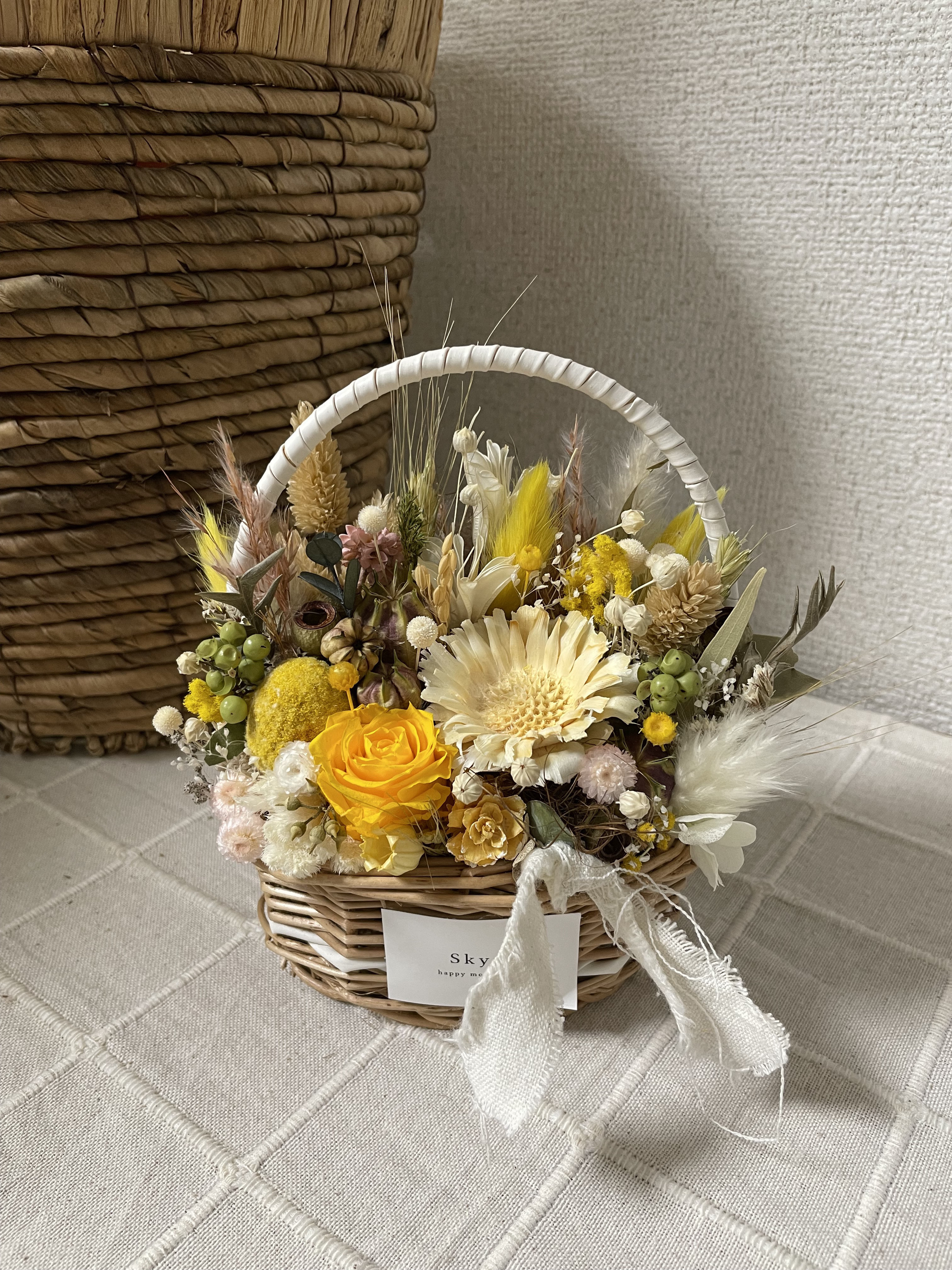 母の日♡ボリュームナチュラルバスケットのイエロー系ドライ