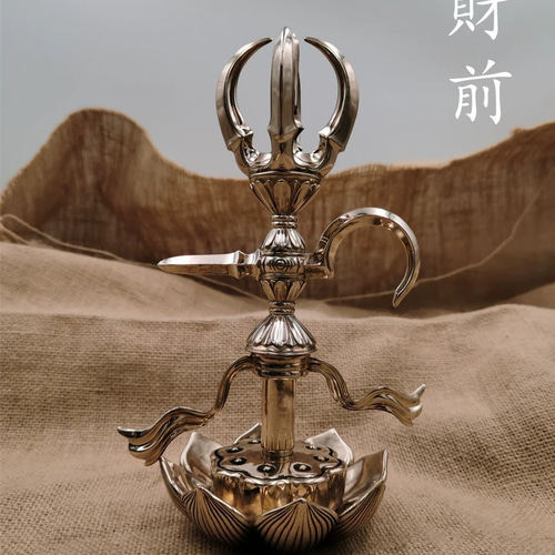 仏教美術 法器 五鈷金剛鉤 杵 青銅製 密教パワー 法具 19cm 仏教美術 法器 五鈷金剛鉤 杵 青銅製 密教パワー 法具 19cm