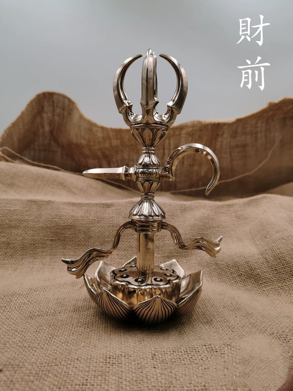 仏教美術 法器 五鈷金剛鉤 杵 青銅製 密教パワー 法具 19cm