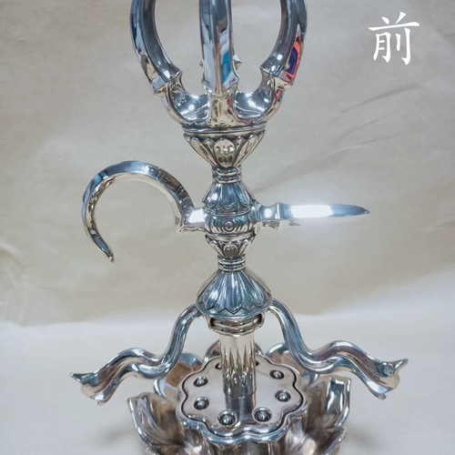 仏教美術 法器 五鈷金剛鉤 杵 青銅製 密教パワー 法具 19cm その他