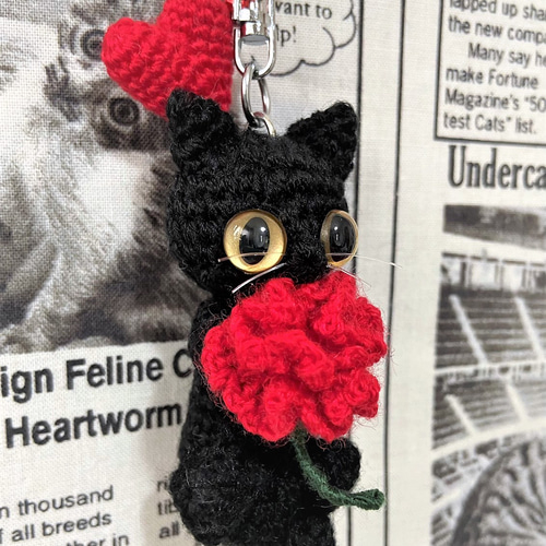 カーネーション黒猫♡キーホルダー・ストラップ・ボールチェーン