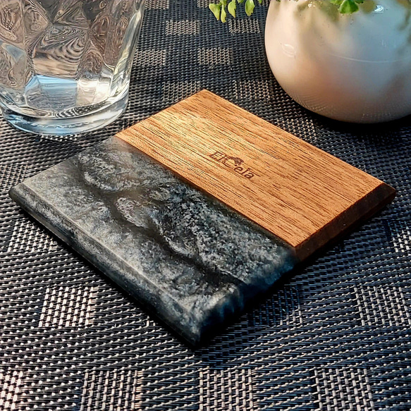 【幸福瞬間杯墊】Elcela wood resin wood black black mats finish 第4張的照片