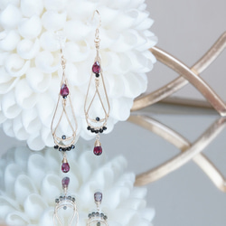 【14KGF】14KGF Double Teardrop Rhodolite Garnet Earrings 8枚目の画像