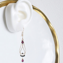 【14KGF】14KGF Double Teardrop Rhodolite Garnet Earrings 9枚目の画像