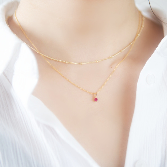 【冬バーゲン★特別送料無料！】 再販】ミャンマー産ルビー一粒ネックレス◇7月誕生石◇3 アクセサリー
