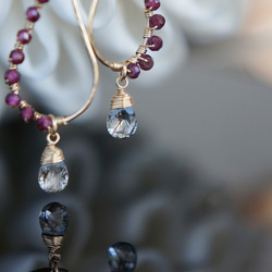 【14KGF】14KGF Garnet,Tourmalinated , Black Spinel Earrings 9枚目の画像