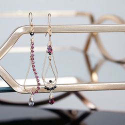 【14KGF】14KGF Garnet,Tourmalinated , Black Spinel Earrings 12枚目の画像