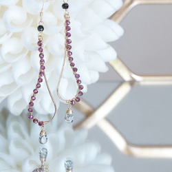 【14KGF】14KGF Garnet,Tourmalinated , Black Spinel Earrings 5枚目の画像