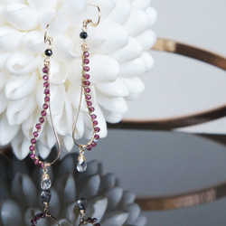 【14KGF】14KGF Garnet,Tourmalinated , Black Spinel Earrings 6枚目の画像