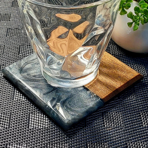 [幸福時刻杯墊] Elcela Wood Resin Wooden Silver Polished Finish 第3張的照片