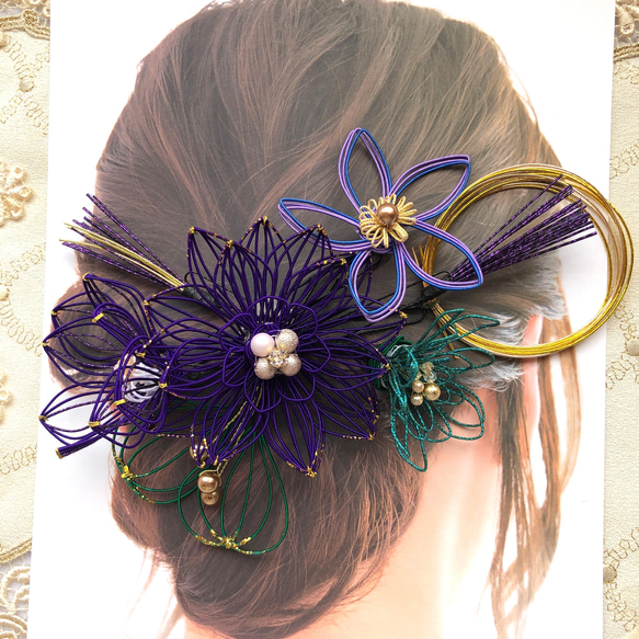 水引髪飾り  紫水 -しすい- 1枚目の画像