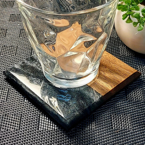 [幸福時刻杯墊] Elcela Wood Resin Wooden Black Polished Finish 第3張的照片