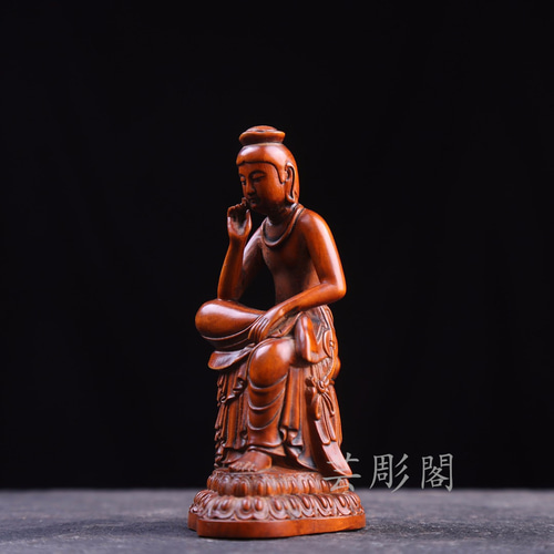 極上品 弥勒菩薩半跏思惟像 時代木彫 細工精彫 超絶技巧 木彫仏像 彫刻