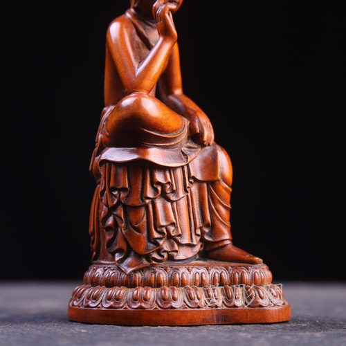 極上品 弥勒菩薩半跏思惟像 時代木彫 細工精彫 超絶技巧 木彫仏像 彫刻