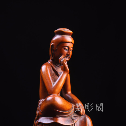 極上品 弥勒菩薩半跏思惟像 時代木彫 細工精彫 超絶技巧 木彫仏像 彫刻