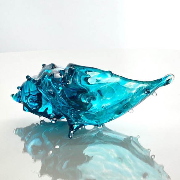 受注製作、貝殻のガラスの器ブルーラグーン 2枚目の画像