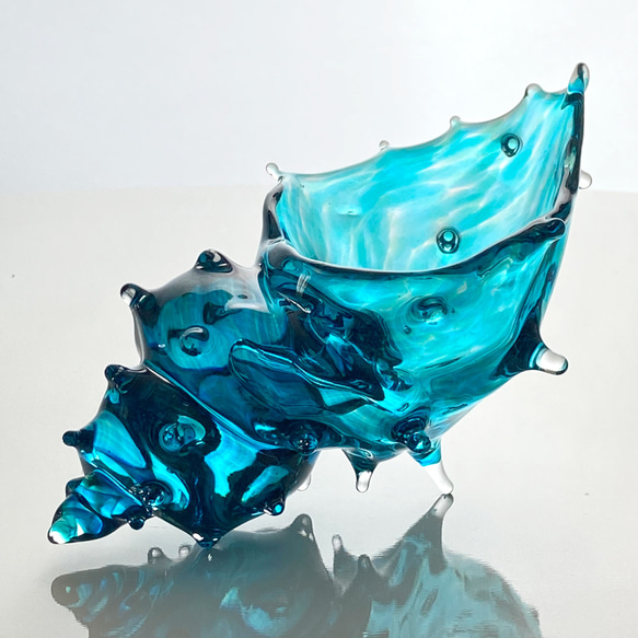 受注製作、貝殻のガラスの器ブルーラグーン 5枚目の画像