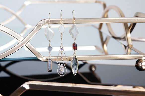 【14KGF】14KGF Double Teardrop,Moon Stone Earrings 15枚目の画像