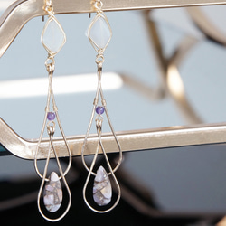 【14KGF】14KGF Double Teardrop,Moon Stone Earrings 5枚目の画像