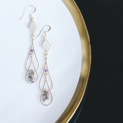 【14KGF】14KGF Double Teardrop,Moon Stone Earrings 7枚目の画像