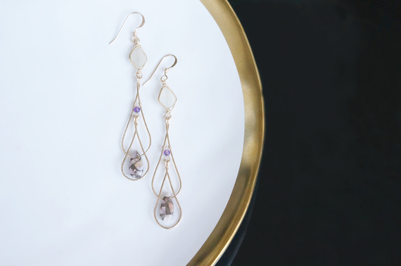 【14KGF】14KGF Double Teardrop,Moon Stone Earrings 7枚目の画像