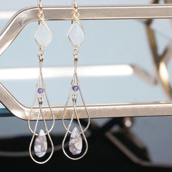 【14KGF】14KGF Double Teardrop,Moon Stone Earrings 3枚目の画像