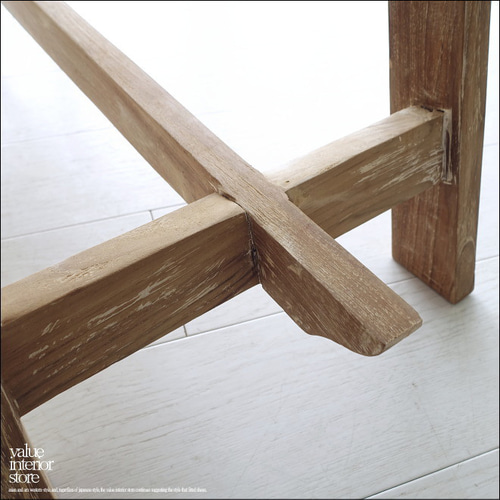 チーク無垢材 ベンチBanc/WW 長椅子 ダイニングベンチ 一枚板 シャビー