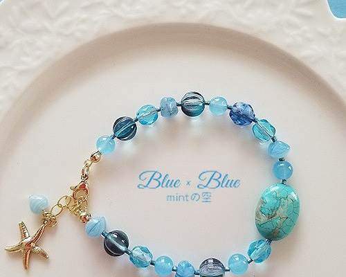 美品未使用海外で買ったターコイズビーズ ブレスレット amp japan ブレスレット hallmark beads blacelet - turquoise