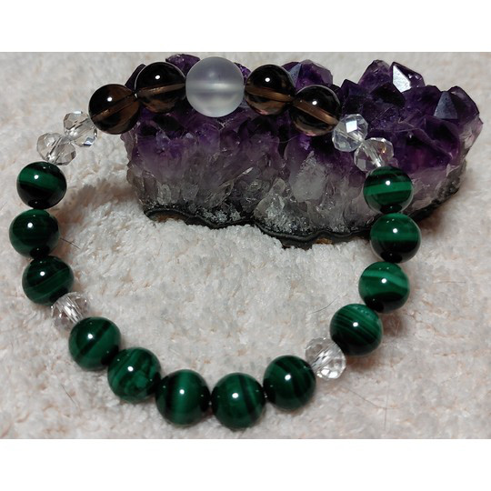 新作week2022　「スモーキー」スモーキークォーツ・フロスト水晶・マラカイト・水晶