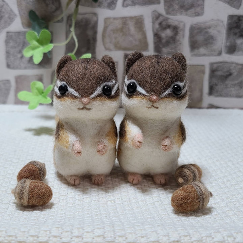 作家様　リス　ハムスター　ネズミ　ぬいぐるみ　羊毛フェルト　ポンポン　4体セット 羊毛フェルト ハムスターの通販 | iichi 日々の暮らしを心地よく