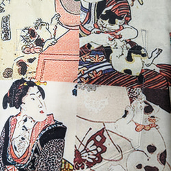 CHIGRACCI「 ニャロハシャツ 」猫柄アロハシャツ 　オリジナルプリント　浮世絵美女と猫柄 5枚目の画像