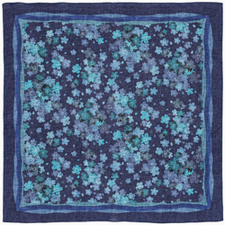 デジタル藍ふろしき～桜尽くし～　三巾　風呂敷　100㎝　綿麻素材 2枚目の画像