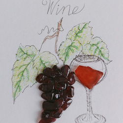 【紅の葡萄酒で、乾杯！】シーグラスアート 天然石 母の日 置物 カクテル 置物 6枚目の画像