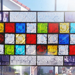 ステンドグラス アンティーク調 ローズ模様ガラスのパネル その他