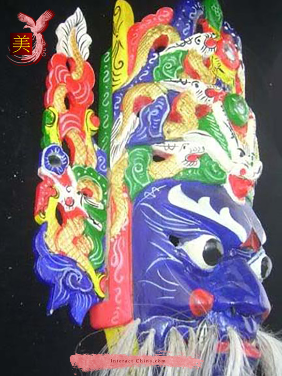 貴州 漢民族オペラ仮面 中国 ドラマ インテリア ウォール 飾り 100% ウッド クラフト 民族アート＃109 5枚目の画像