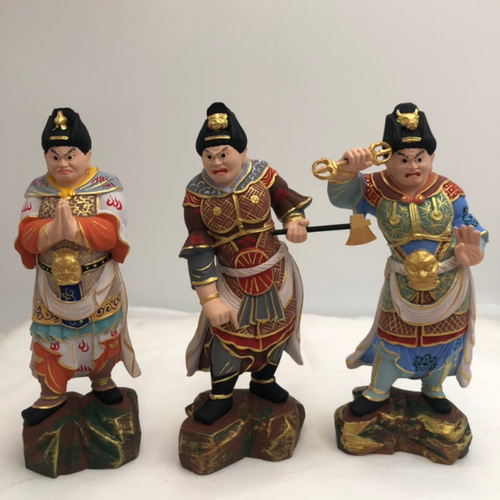 希少 木彫仏像 仏教美術 薬師十二神将 彩金 彩繪 職人手作り